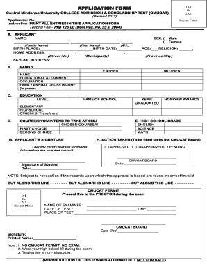 CMucat Application Form .